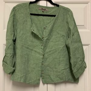 Flax Green Button Down Linen Top